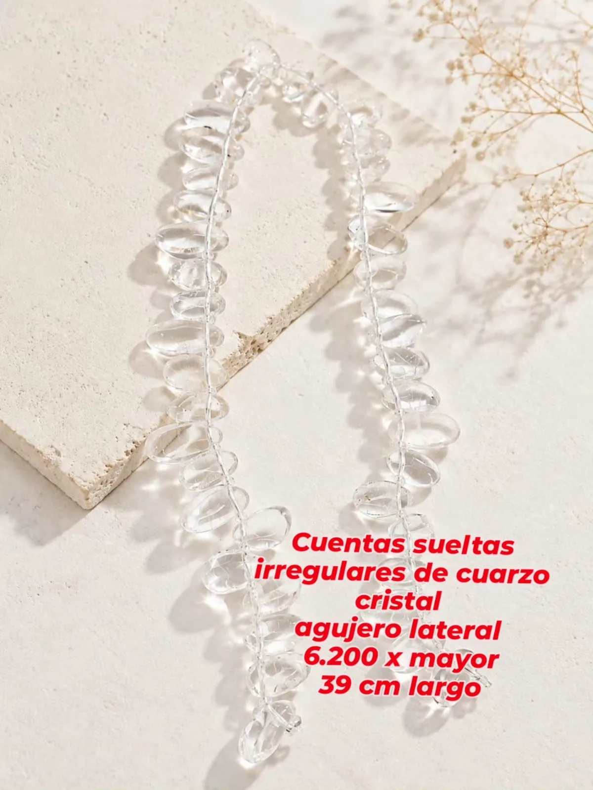 Cuentas sueltas irregulares de cuarzo cristal