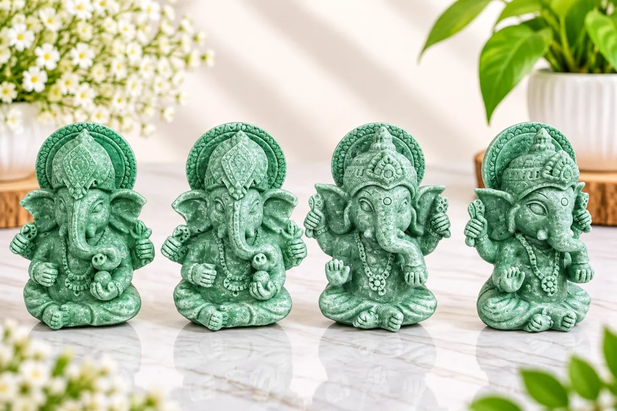 Figura de Ganesh Verde Piedra
