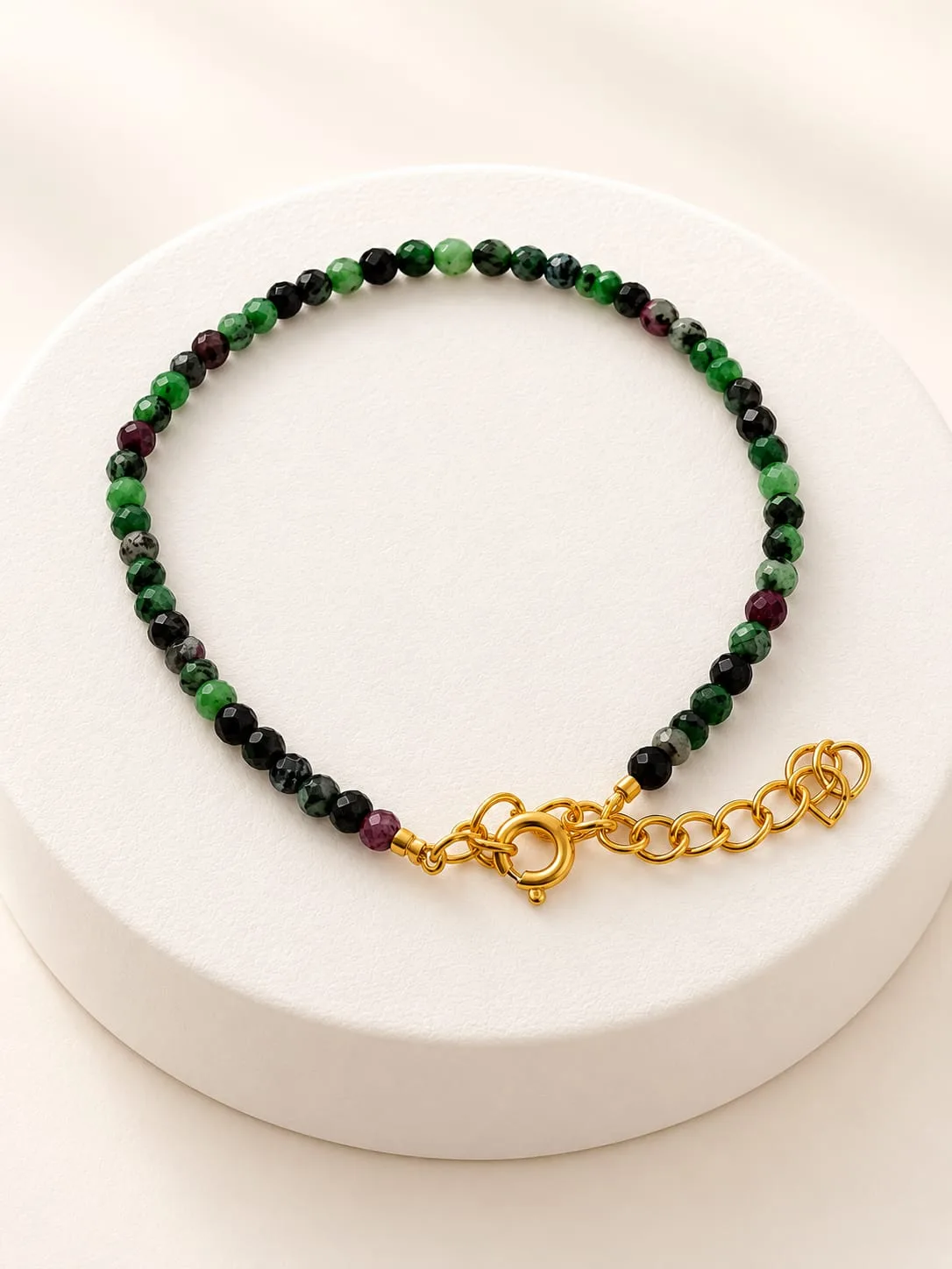 Pulsera Microondas Zoisita Rubí 3 mm