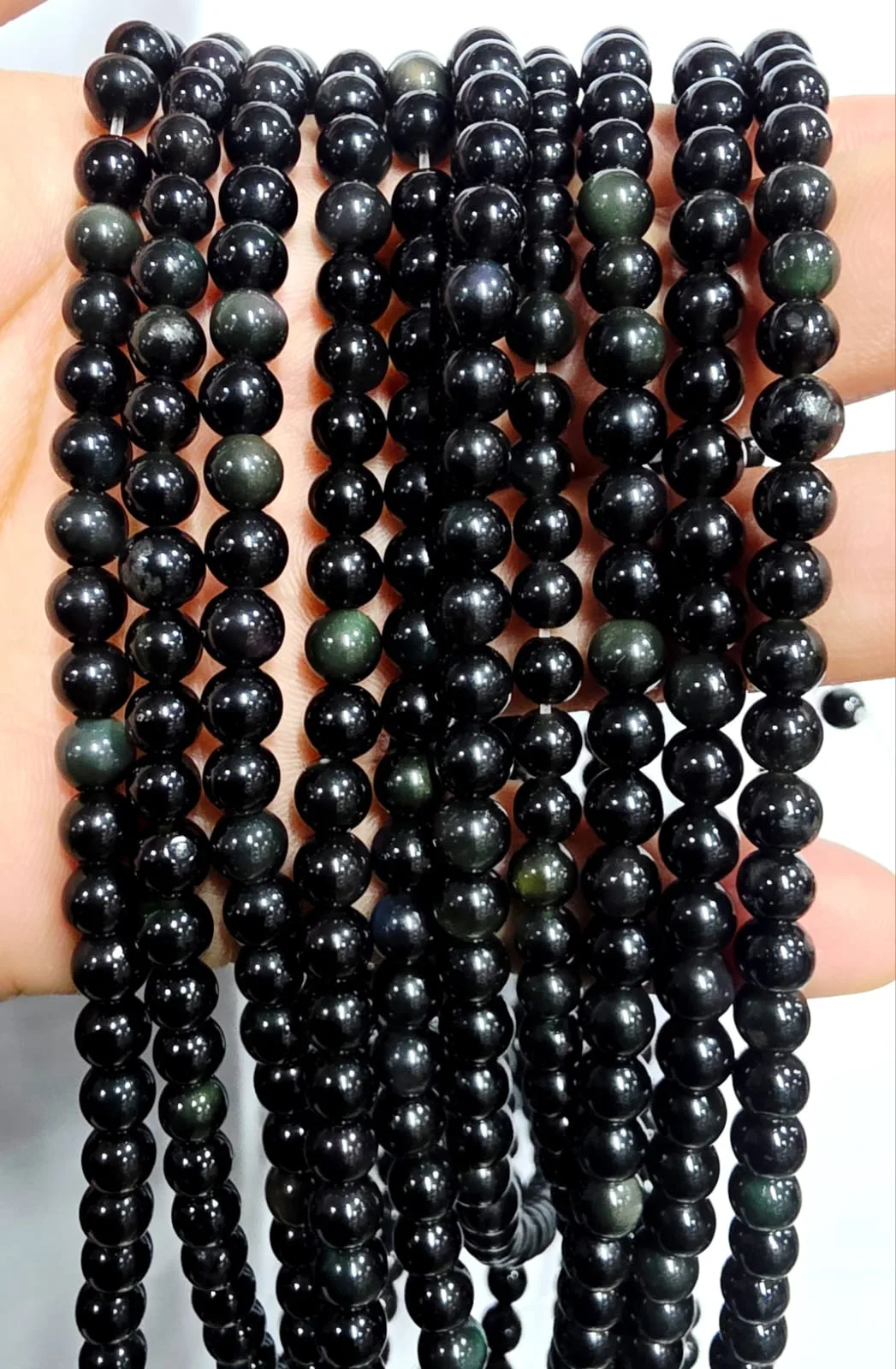 Tira de piedras de Obsidiana Plateada N°6