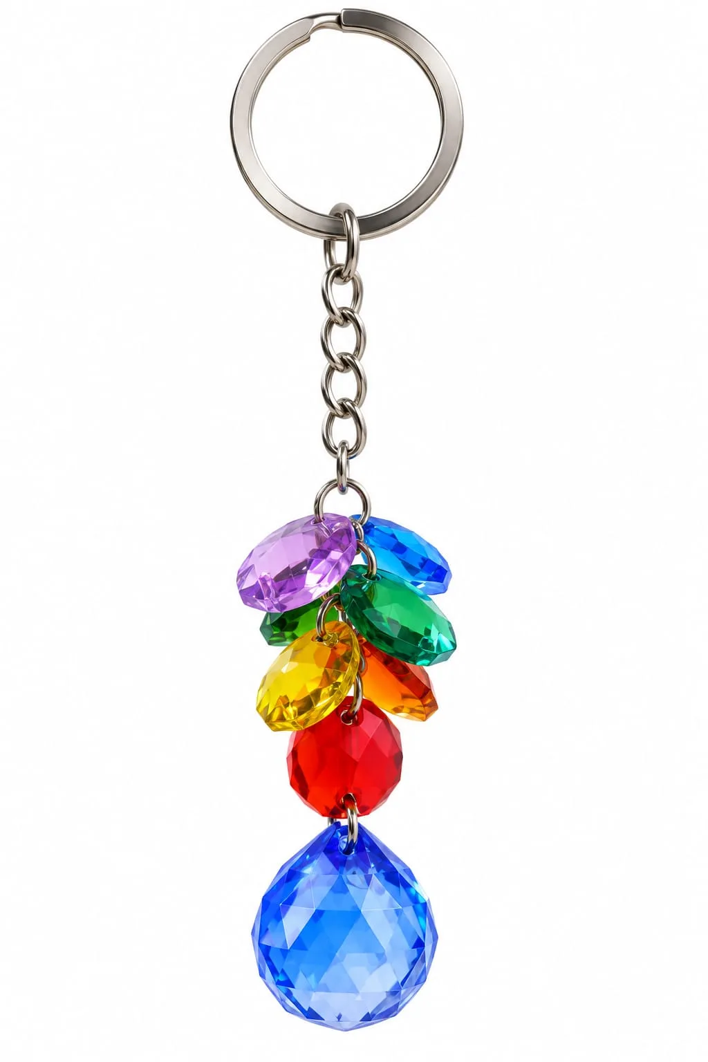 Llavero de Prismas Multicolor con Bola Azul