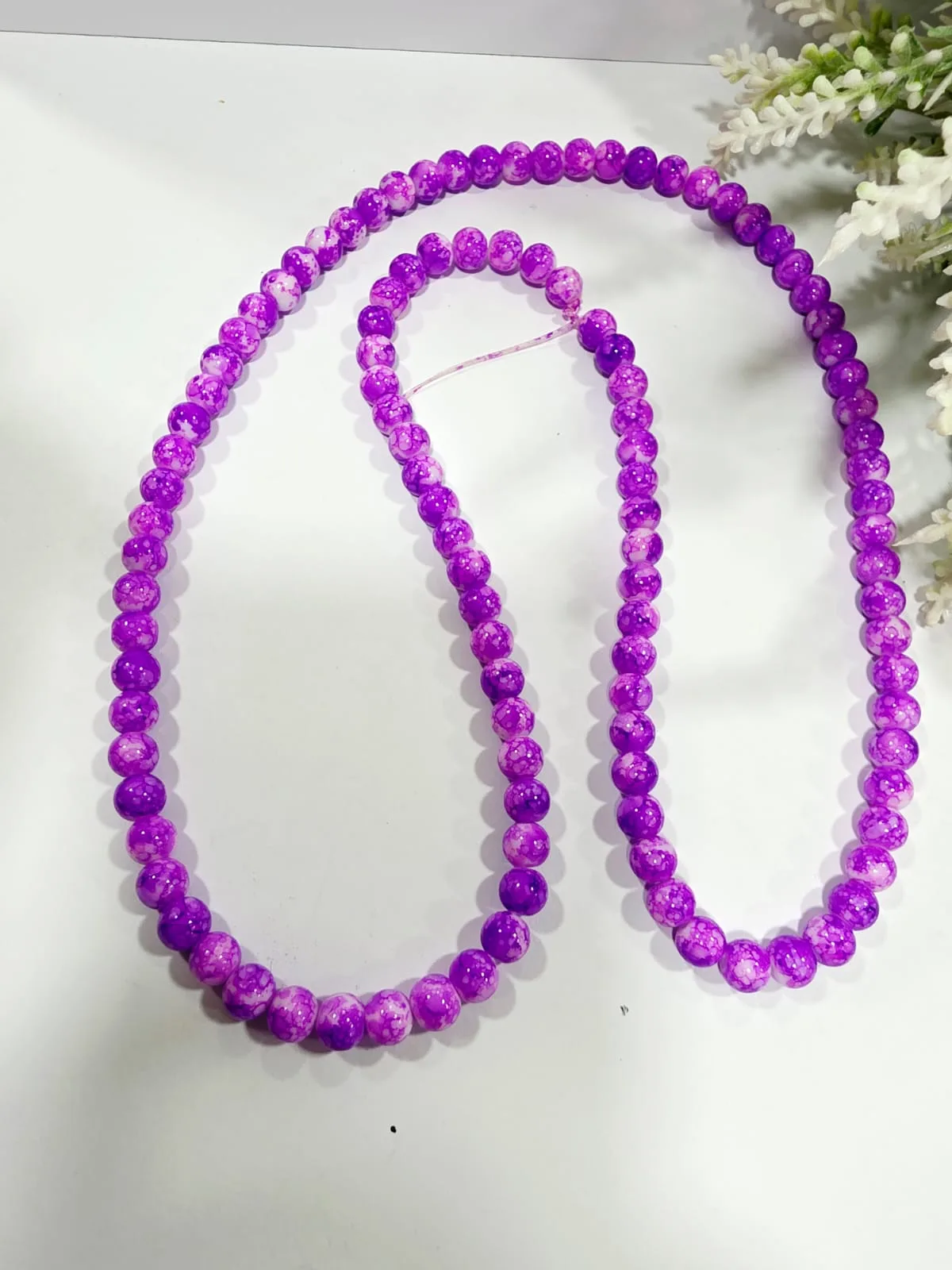 Cuentas de Vidrio Jaspeado 8mm Morada