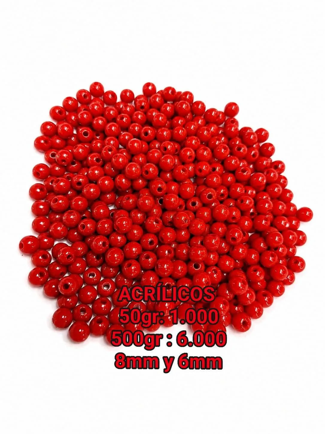 Cuentas Acrílicas - Rojo opaco