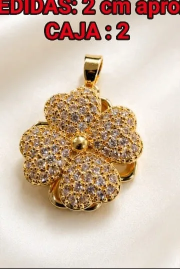 Colgante de Rodio - Flor de 5 petalos con piedras blancas