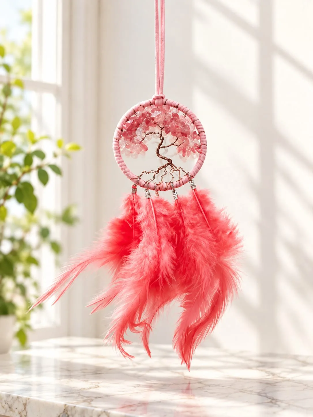 Atrapasueños Árbol de la Vida Rosado
