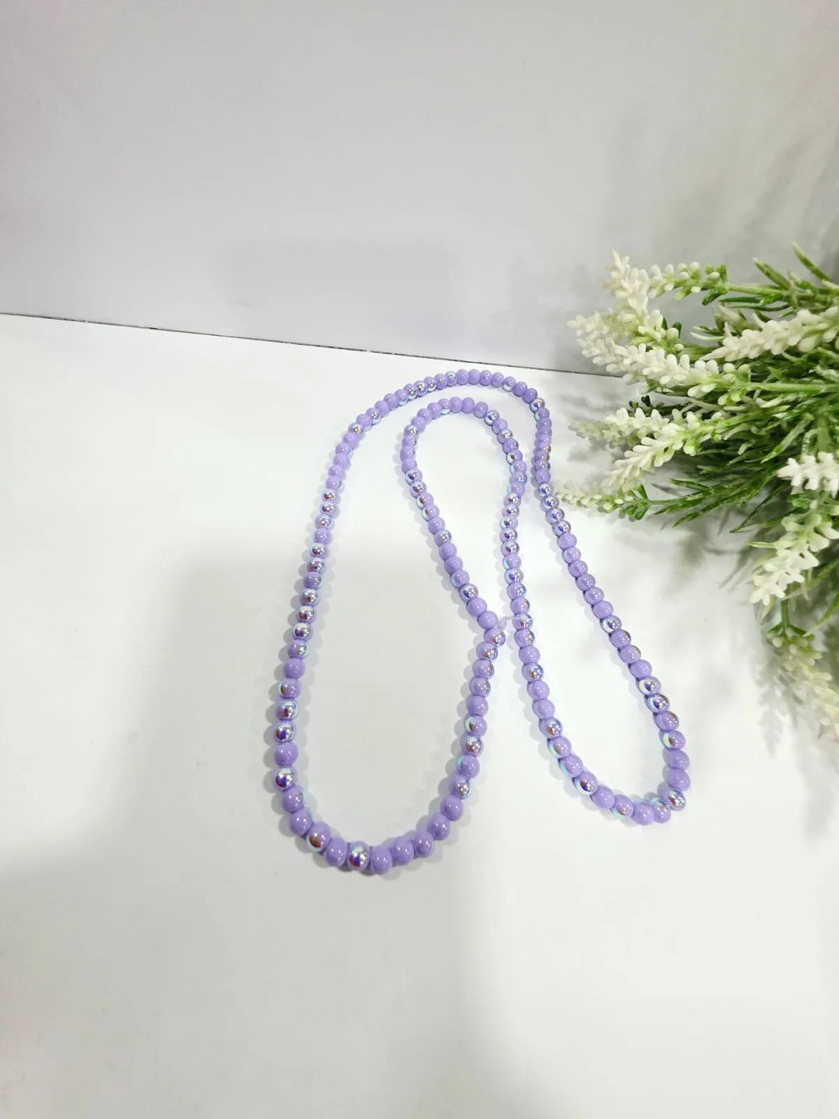 Cuentas de Perlas de Vidrio Tornasol Lila 6mm