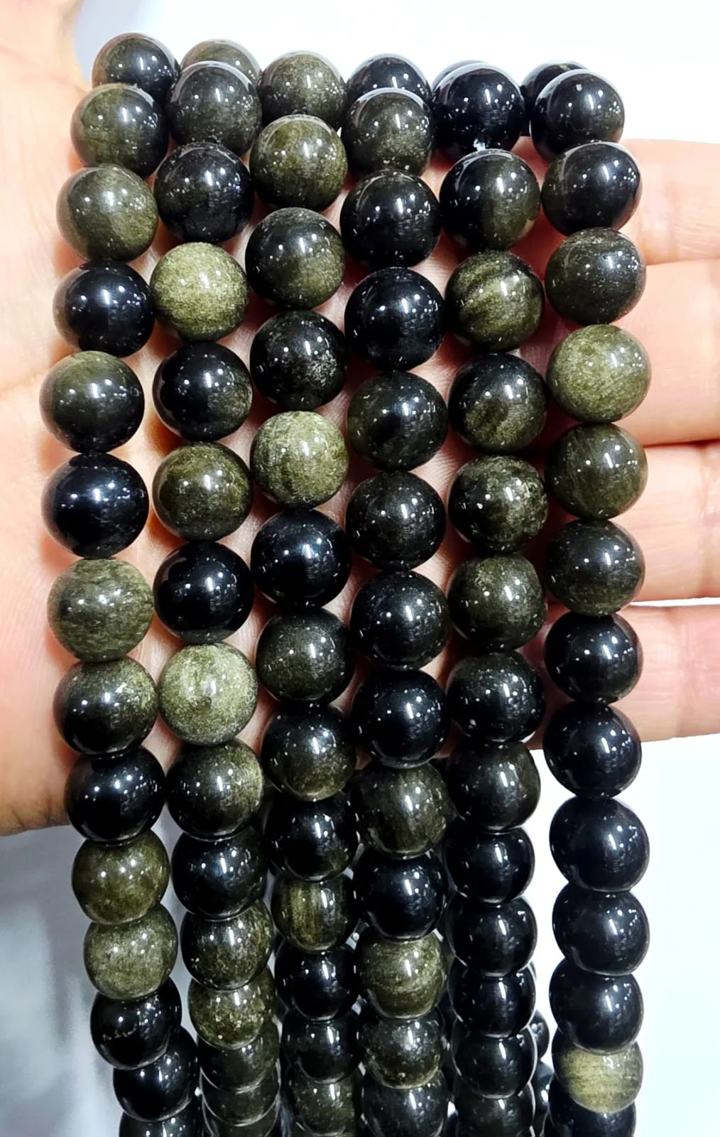 Cuentas de Piedra Obsidiana Dorada 10MM