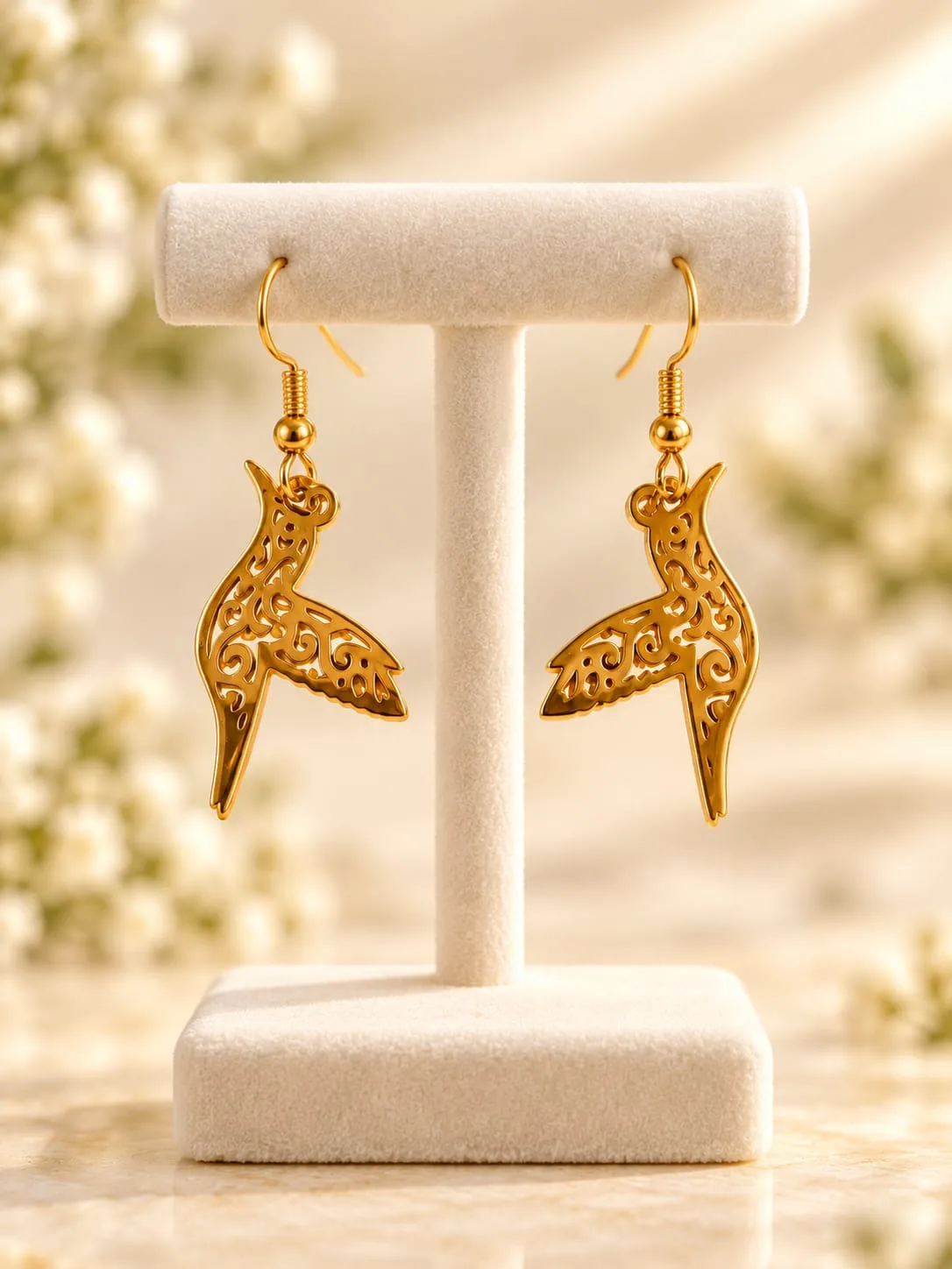 Aros de Colibrí en Acero Dorado