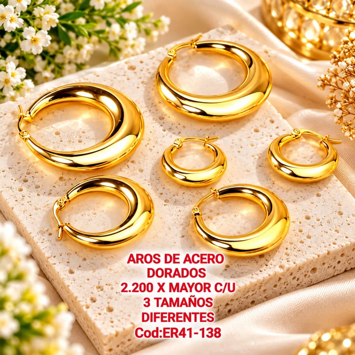 Aros de Acero Dorados Gruesos