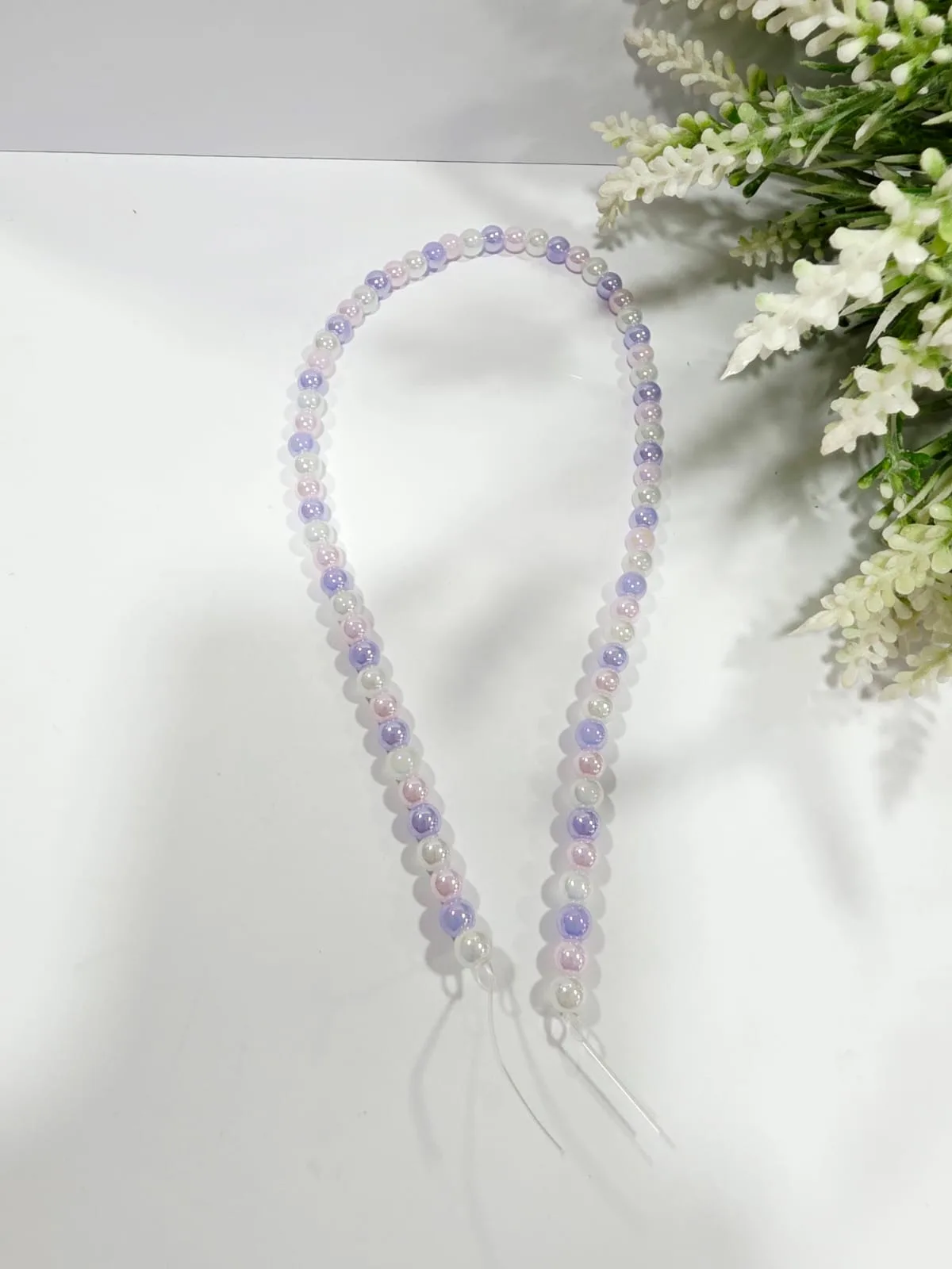 Collar de Perlas de Vidrio Multicolor Lavanda 6mm