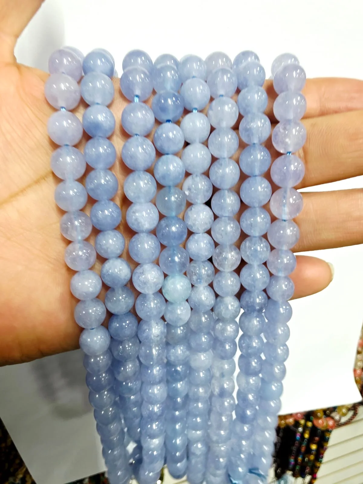 Tira de piedras de Agua Marina ploma N°6