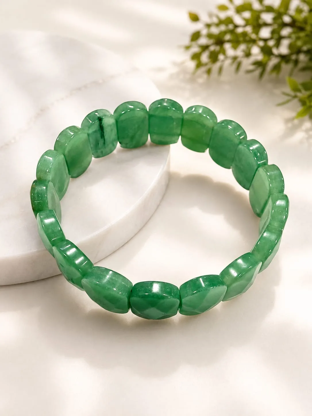 Pulsera Ancha de Cuarzo - Aventurina Verde
