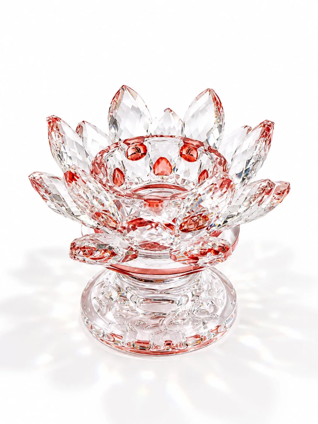 Portavelas Flor de Loto Rosa Pastel con Base