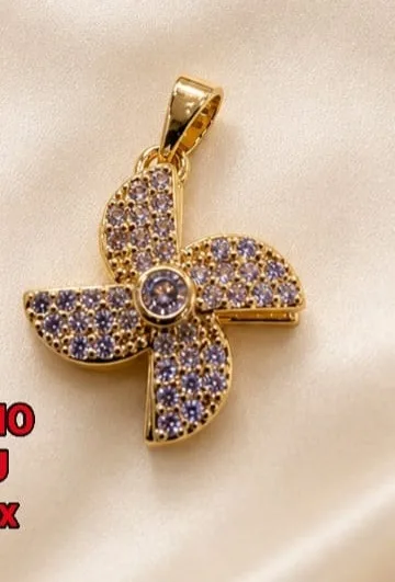 Colgante de Rodio - Molinillo/aspas con circonias lilas