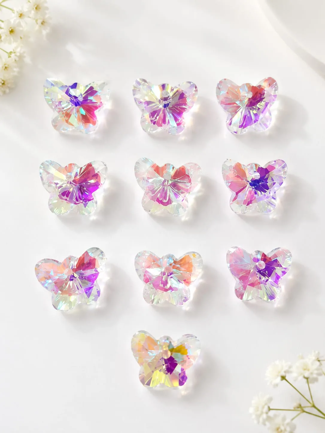 Cuenta de Vidrio Facetada Forma de Corazón Irisada Mini