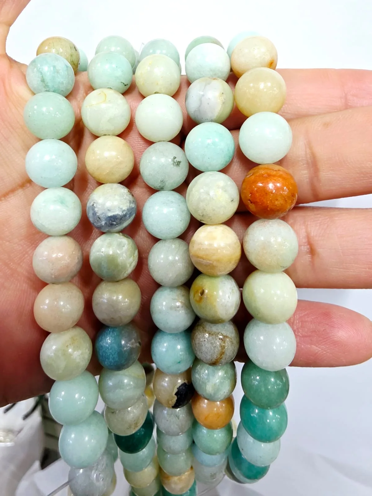 Tira de piedras de Amazonita Brillante N°10
