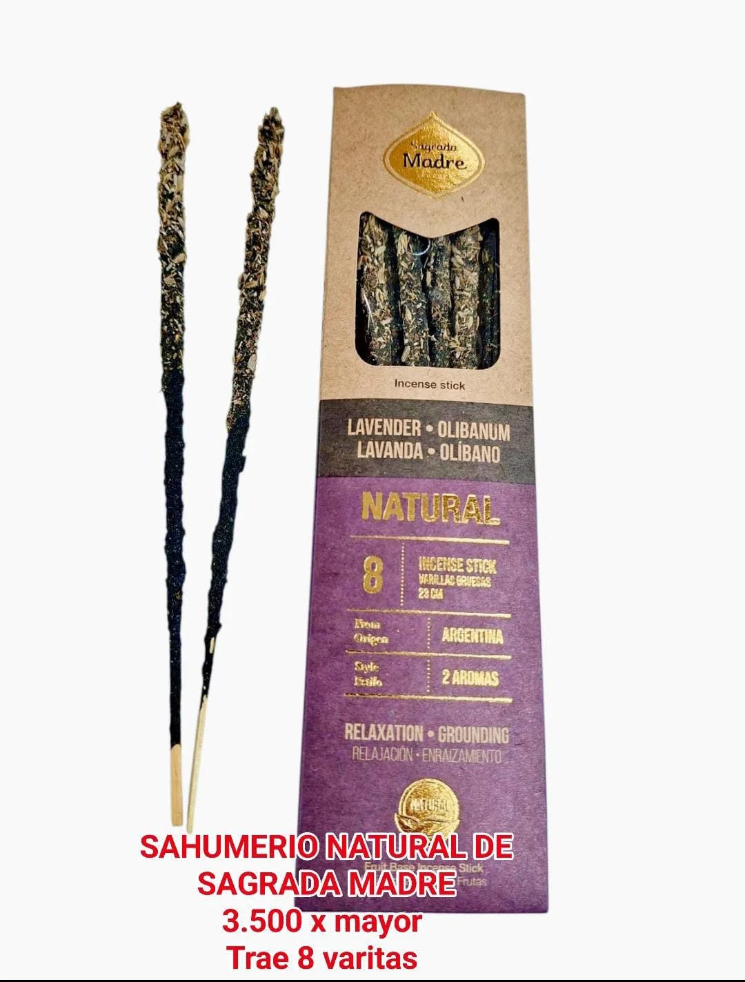 Sahumerio Natural Sagrada Madre Lavanda Olibano