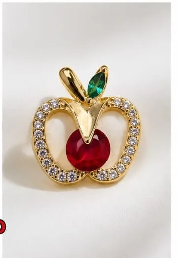 Colgante de Rodio - Manzana con piedras