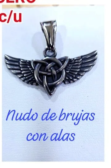 Colgante de Acero - Nudo de brujas con alas