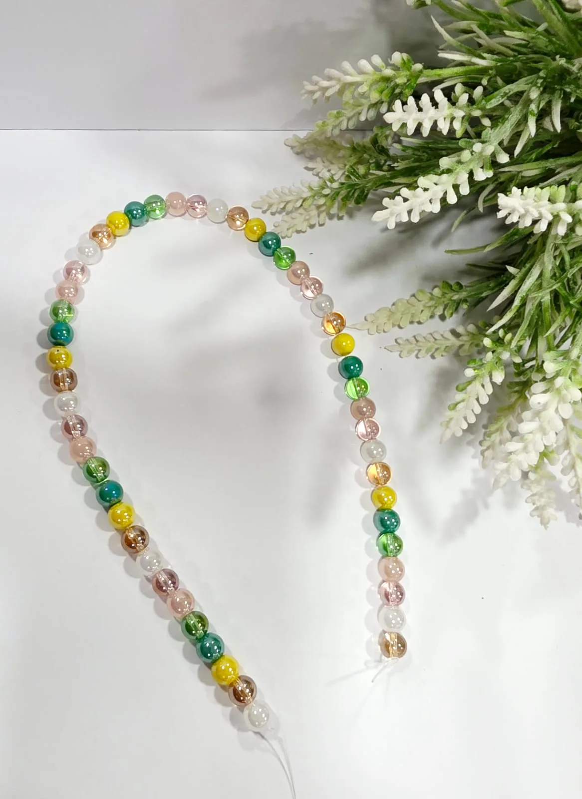 Collar de Perlas de Vidrio Multicolor Primavera 8mm