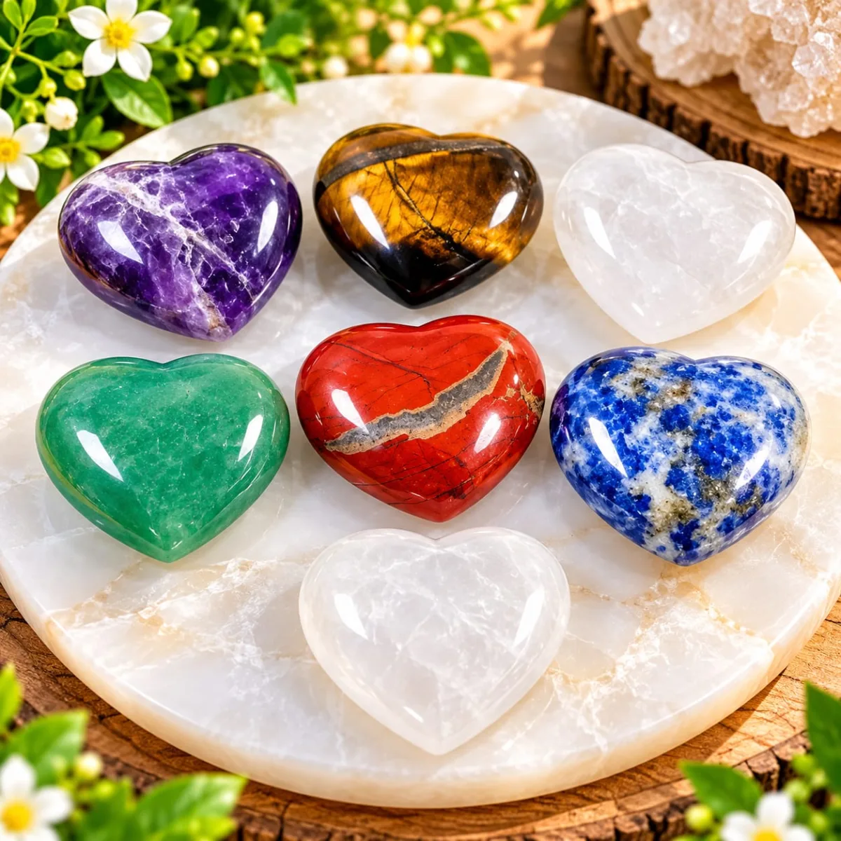 Kit de 7 Chakras en Forma de Corazón Redondo
