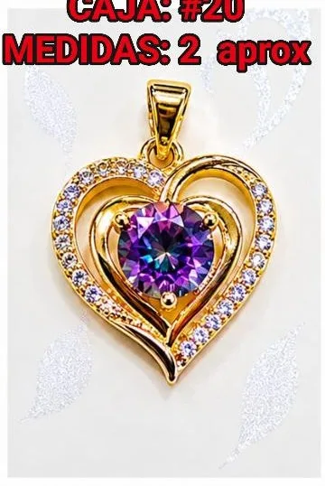 Colgante de Rodio - Corazon con circonia multicolor central