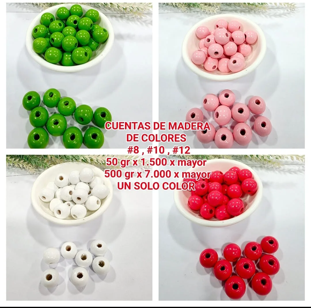Cuentas de Madera de Colores