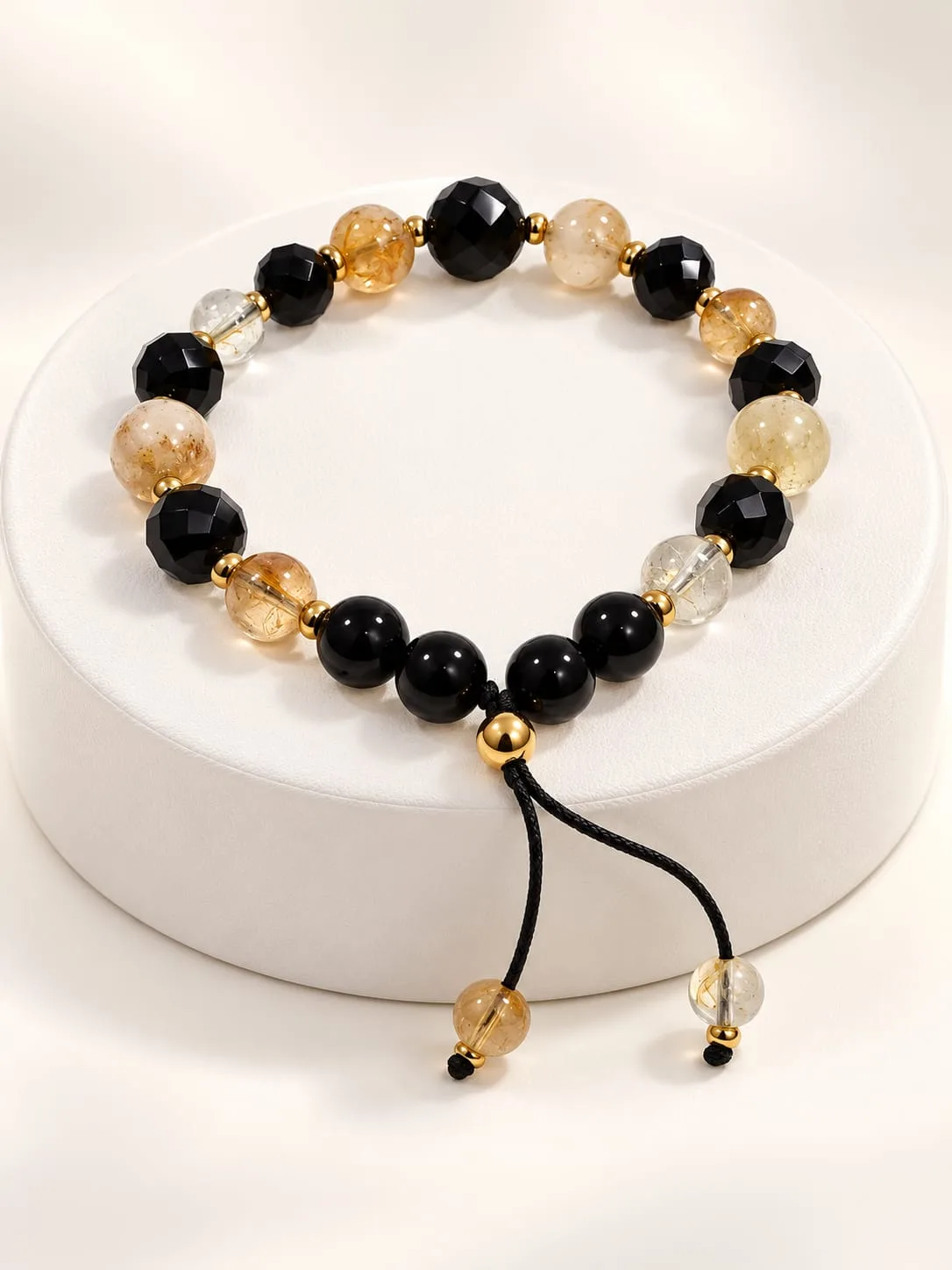 Pulsera de Citrino con Cristal y Acero 8 mm