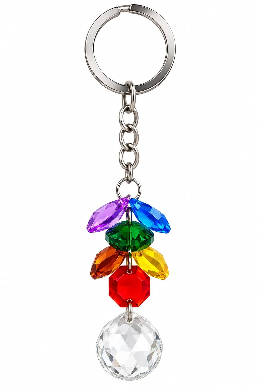 Llavero de Prismas Multicolor con Bola Cristal