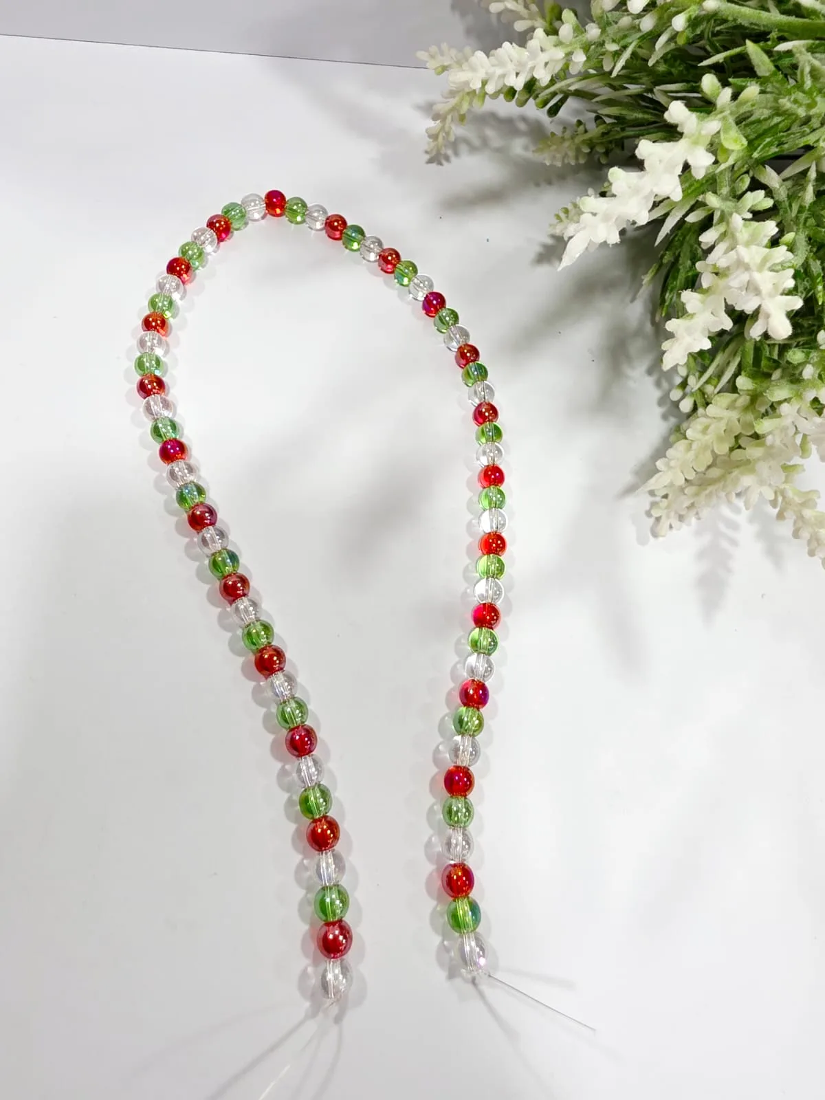 Collar de Perlas de Vidrio Multicolor Navideño 6mm