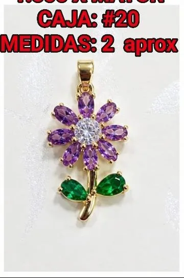 Colgante de Rodio - Flor pétalos lila/morado centro claro