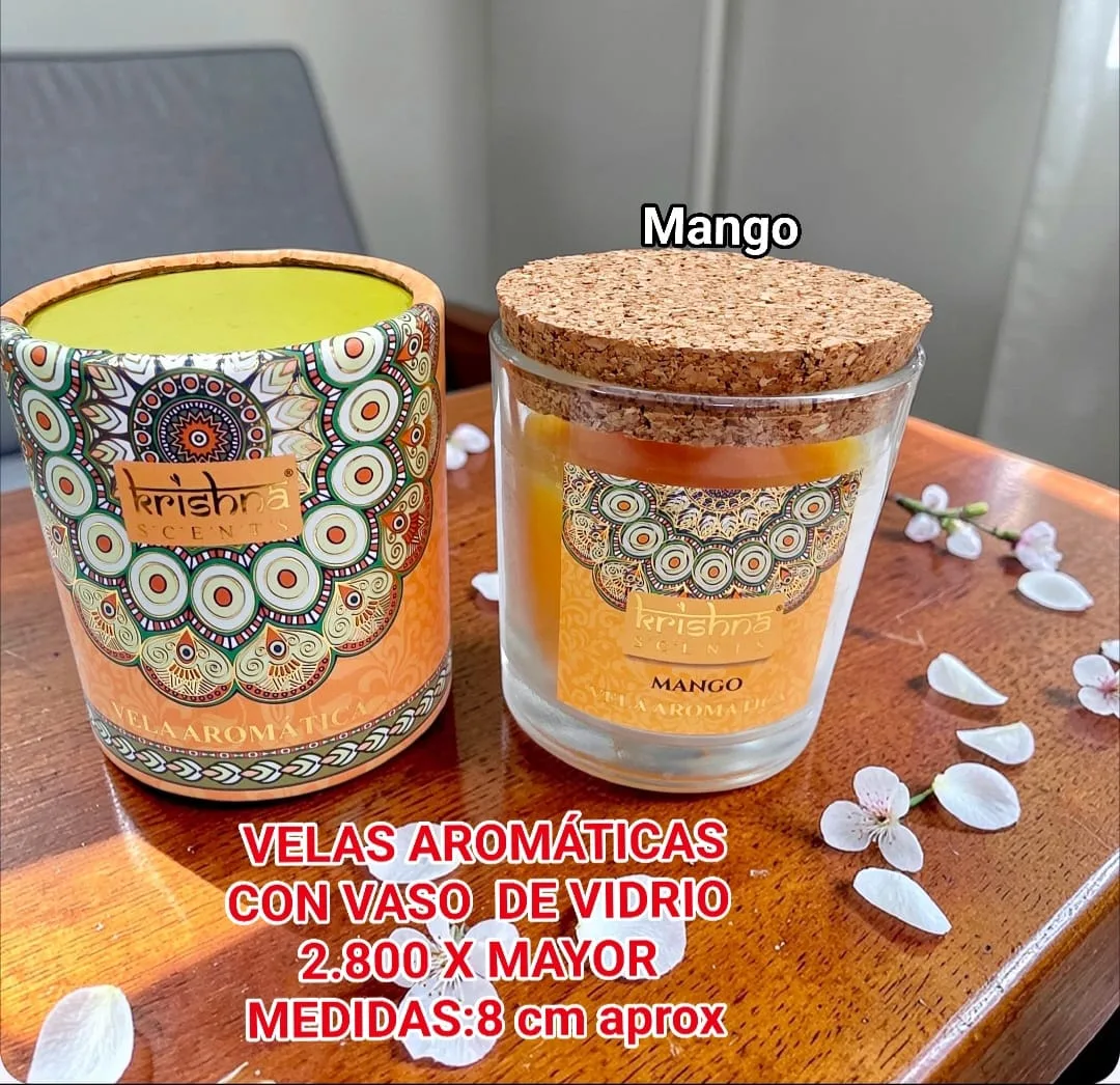 Velas Aromaticas Krishna Vaso de Vidrio Mango