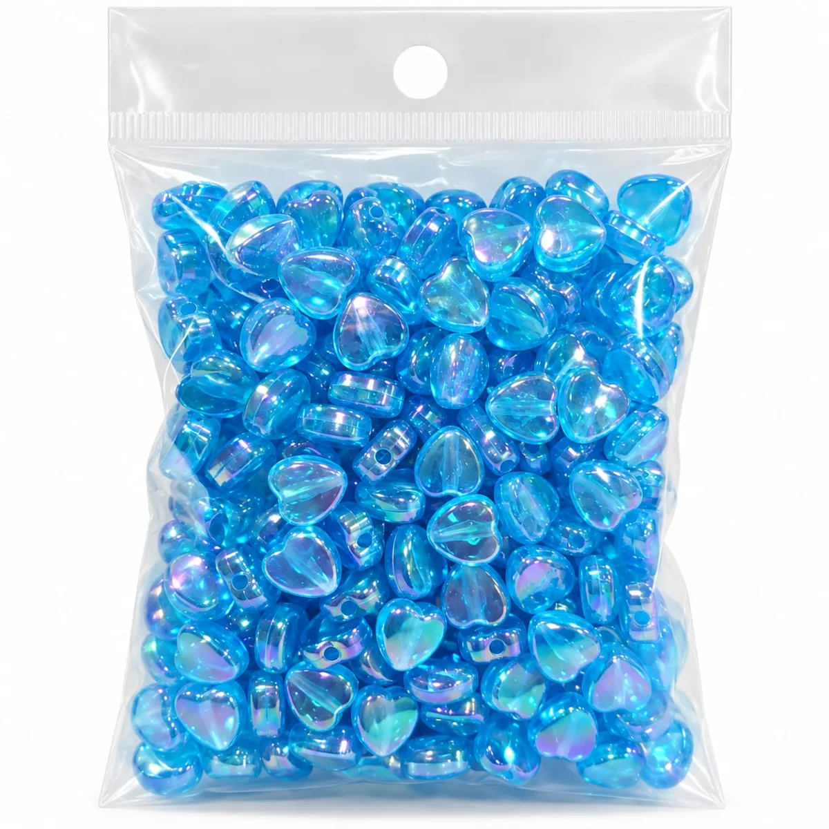 Cuentas Acrílicas Corazón Azul Celeste 8 mm