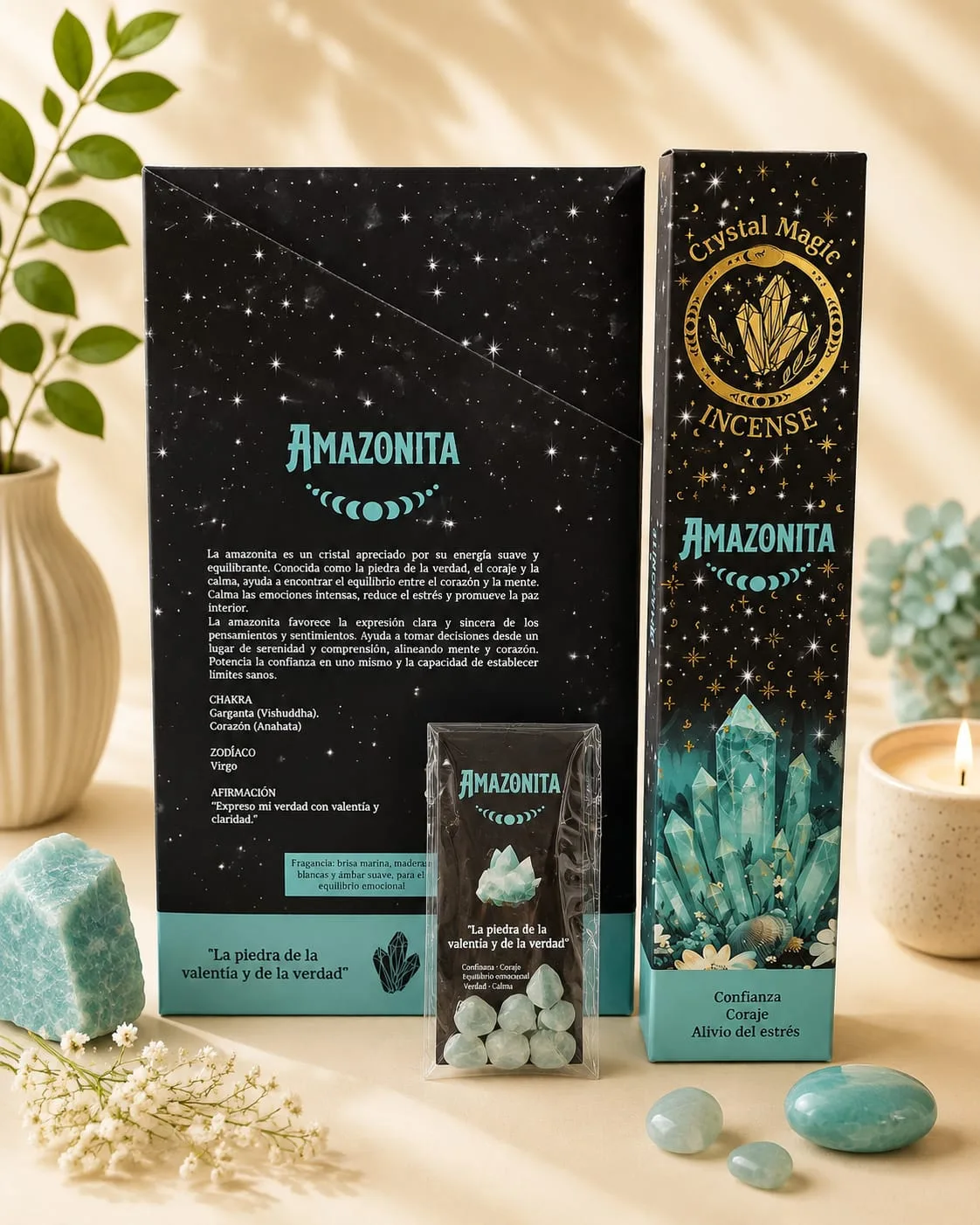 Incienso con Cristal Amazonita