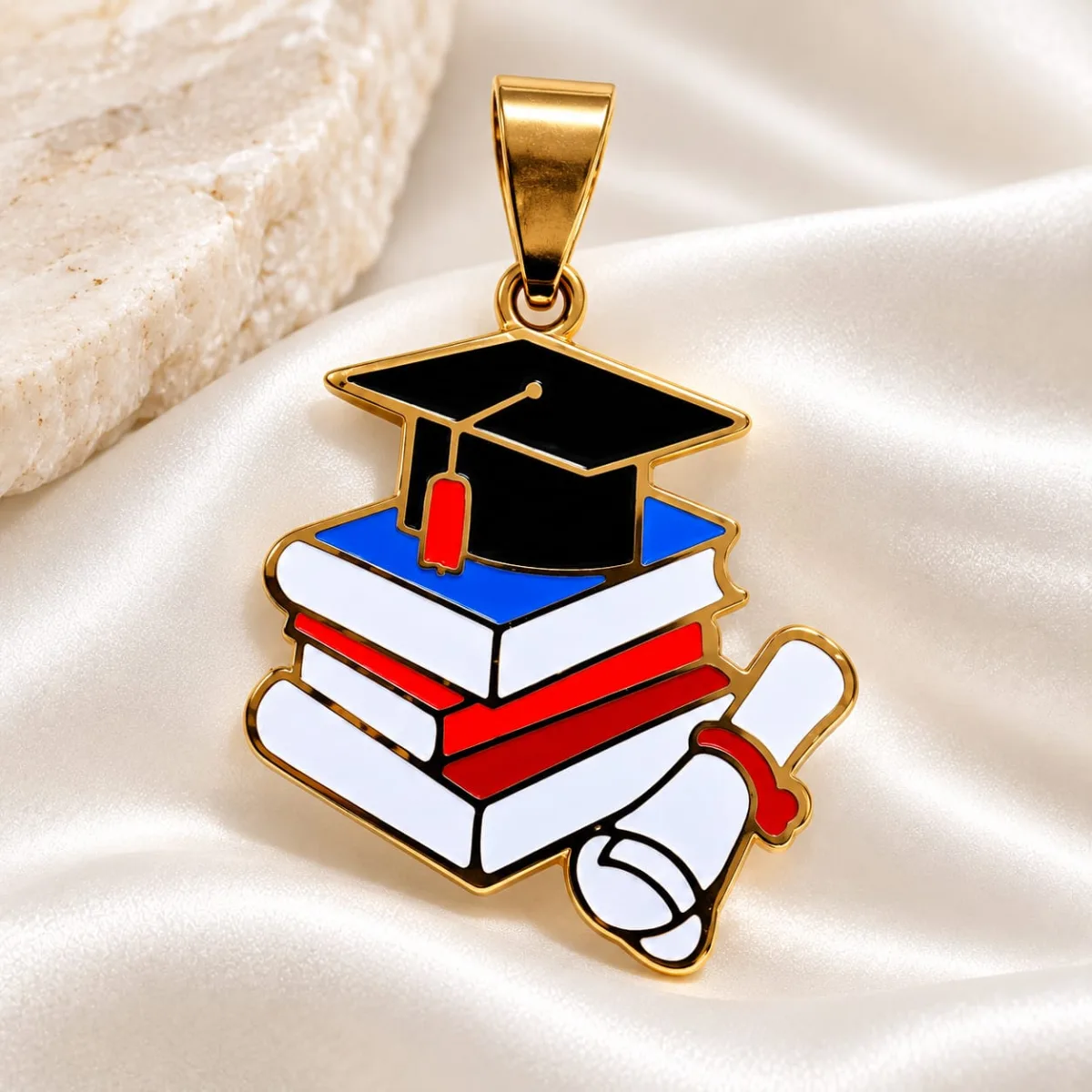 Dije de Acero Graduación con Libros