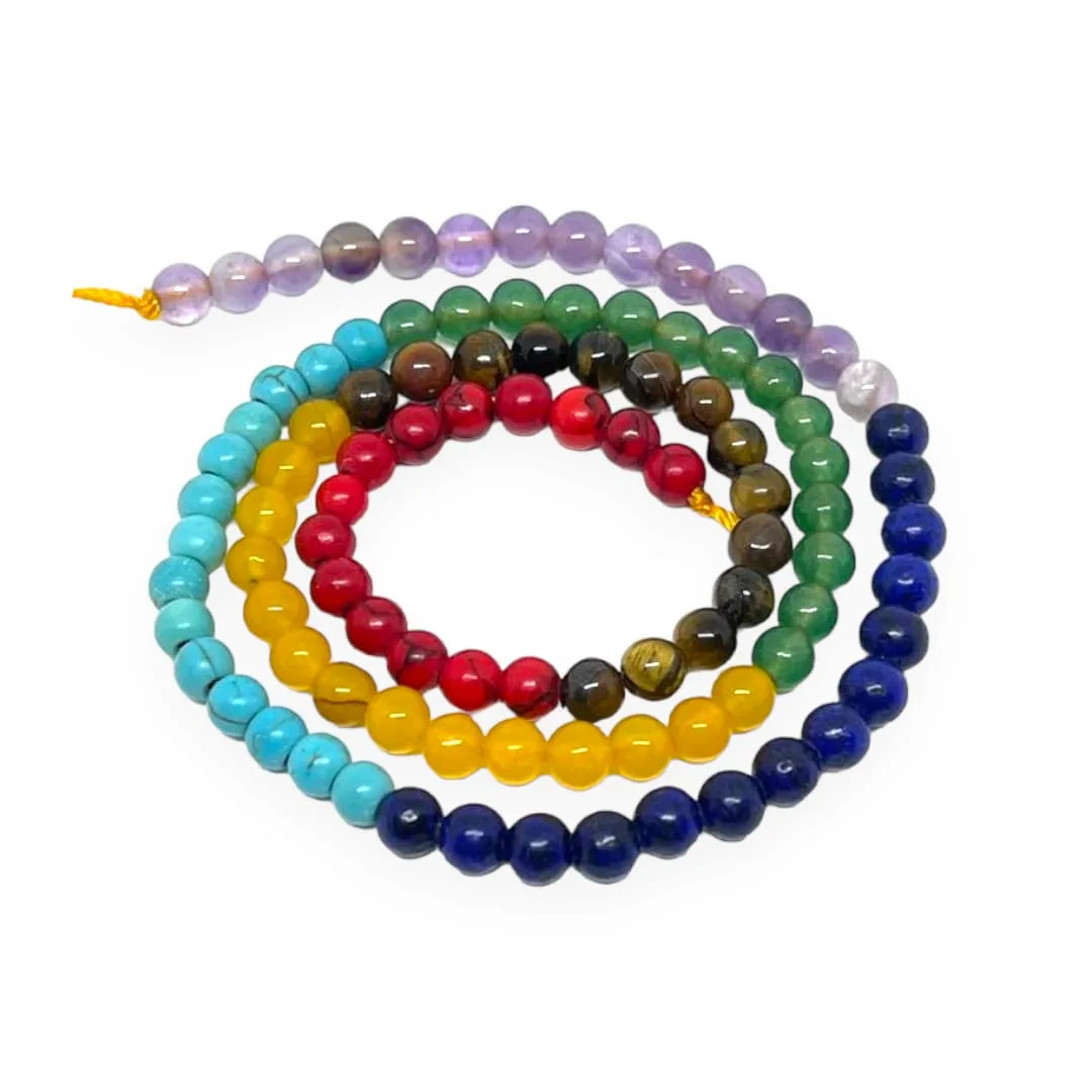 Tira de piedras de 7 chakras con turquesa N°6