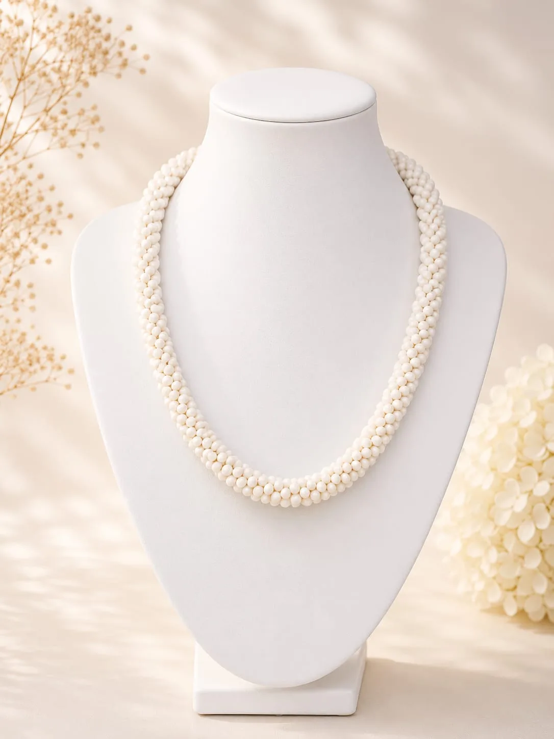 Collar Torzal de Cristal Facetado Blanco
