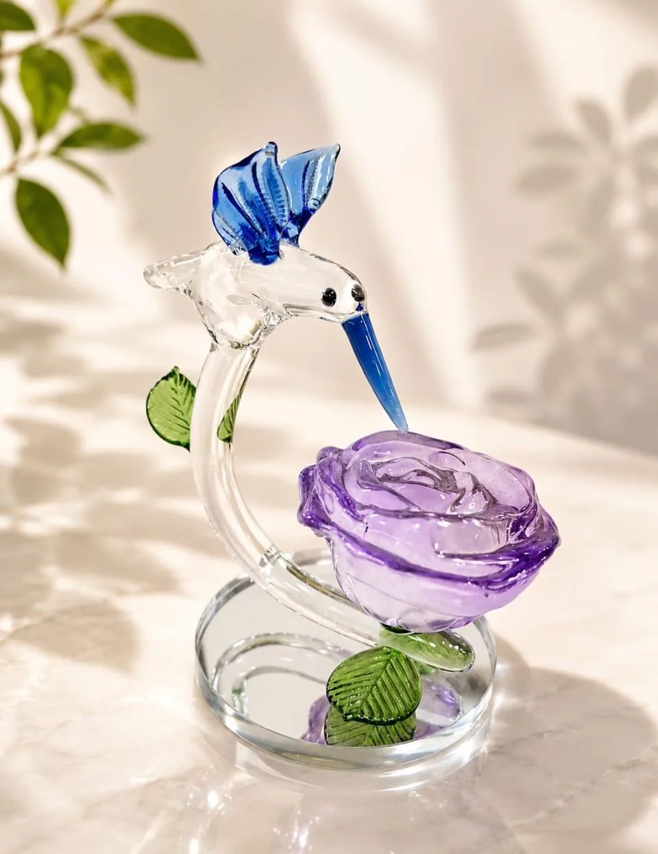 Colibrí con Flor de Cristal - Lila