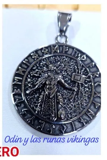 Colgante de Acero - Odin y las runas vikingas
