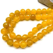 Tira de piedras de ágata amarilla facetada N°8