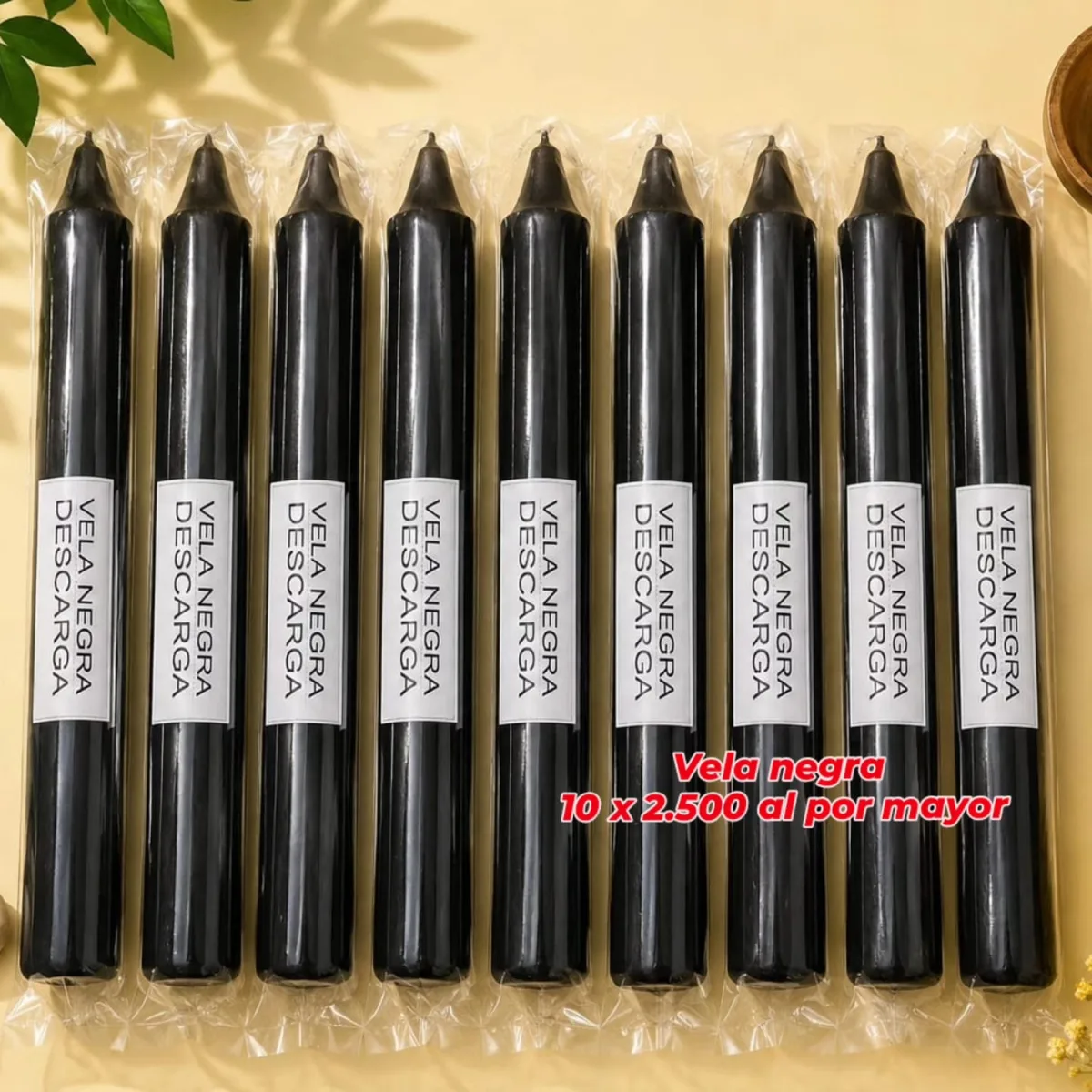 Pack 10 Velas Negra