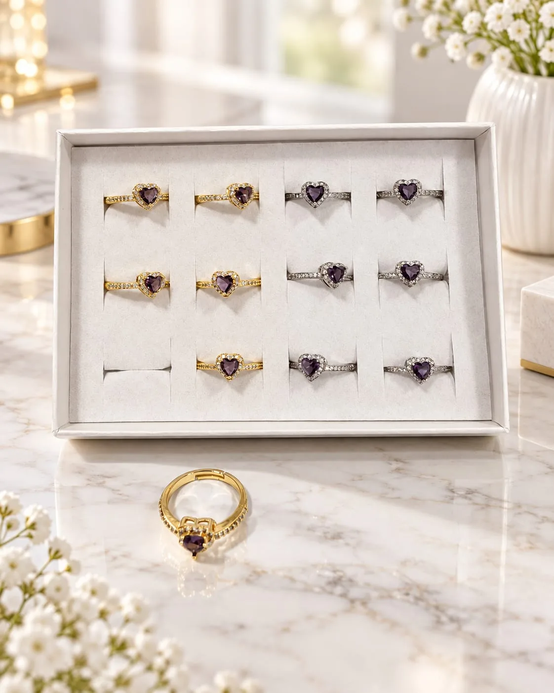 Anillo Ajustable Corazón Morado