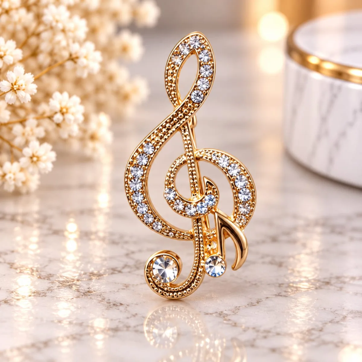 Prendedor de Nota Musical con Strass
