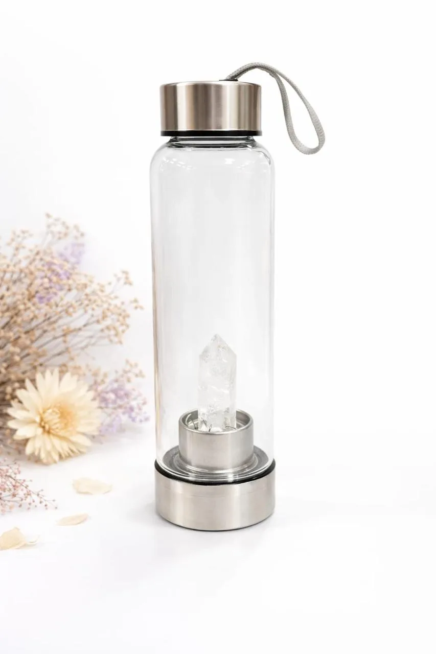 Botella de Agua con Punta de Cuarzo Cristal