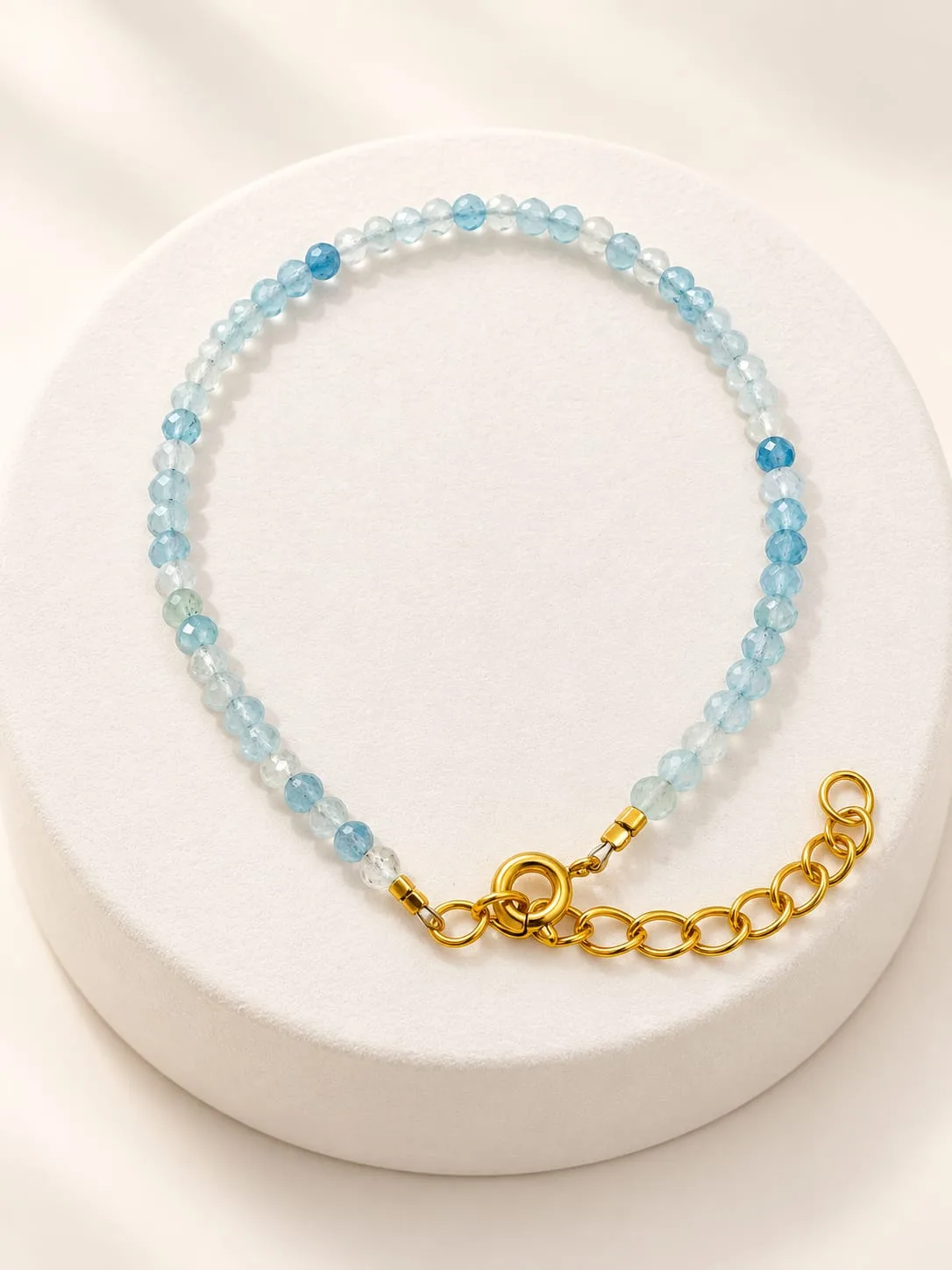 Pulsera Microondas Agua Marina Celeste 3 mm