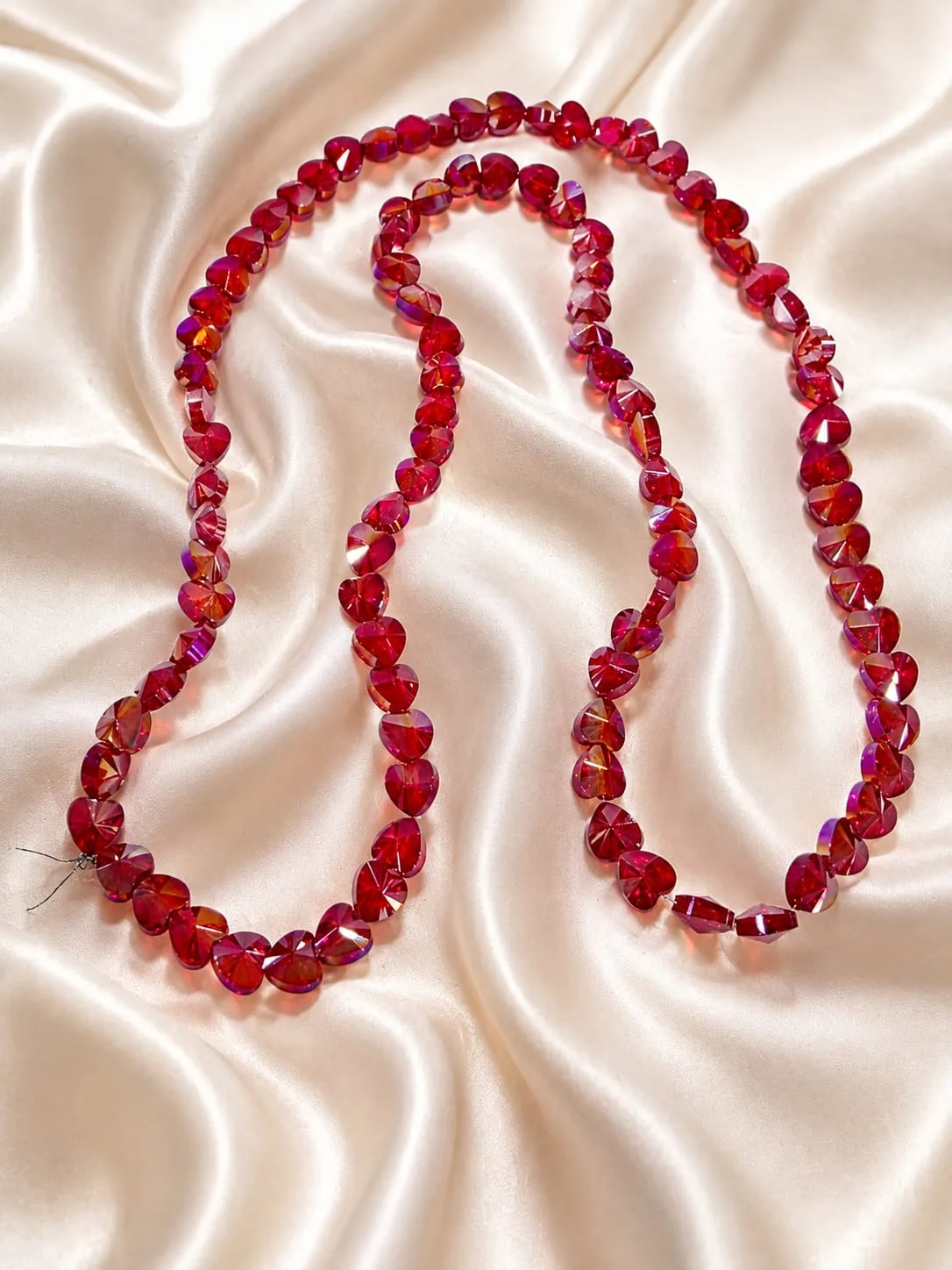 Cuentas de Vidrio Forma de Corazón Rojo Rubí