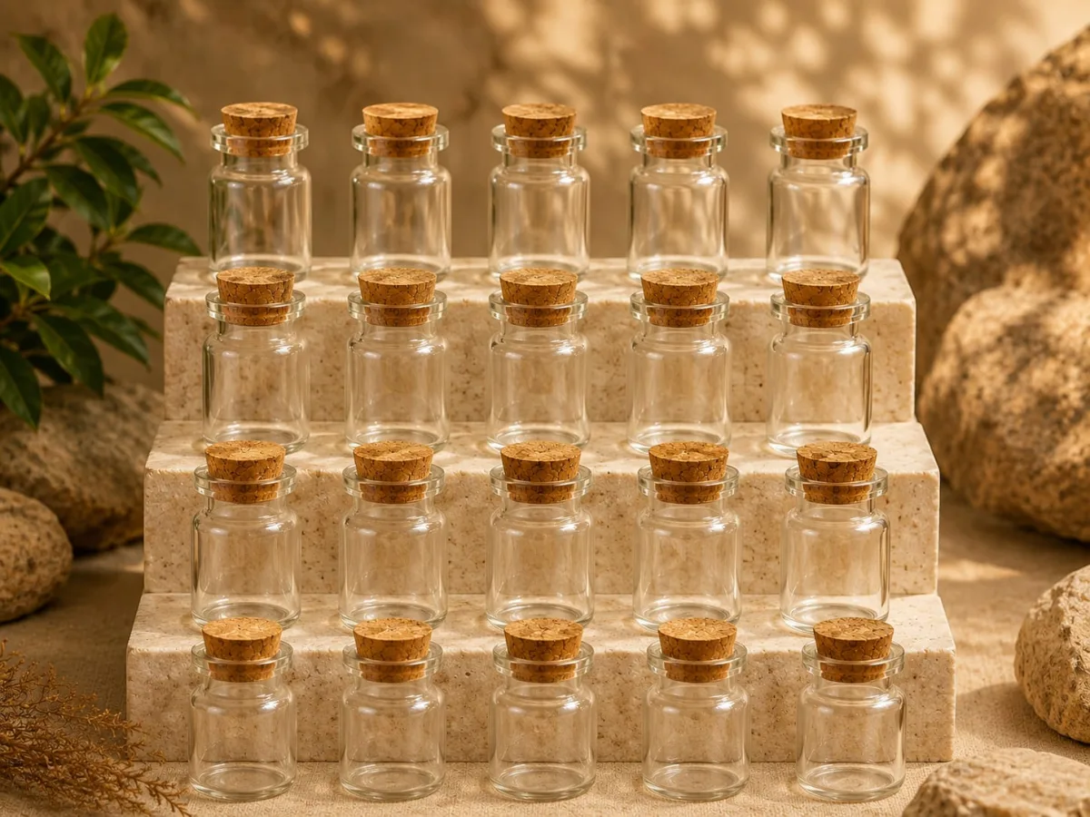 Frascos de Vidrio con Tapa de Corcho 20 ml