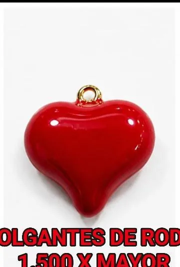 Colgante de Rodio - Corazon esmaltado rojo