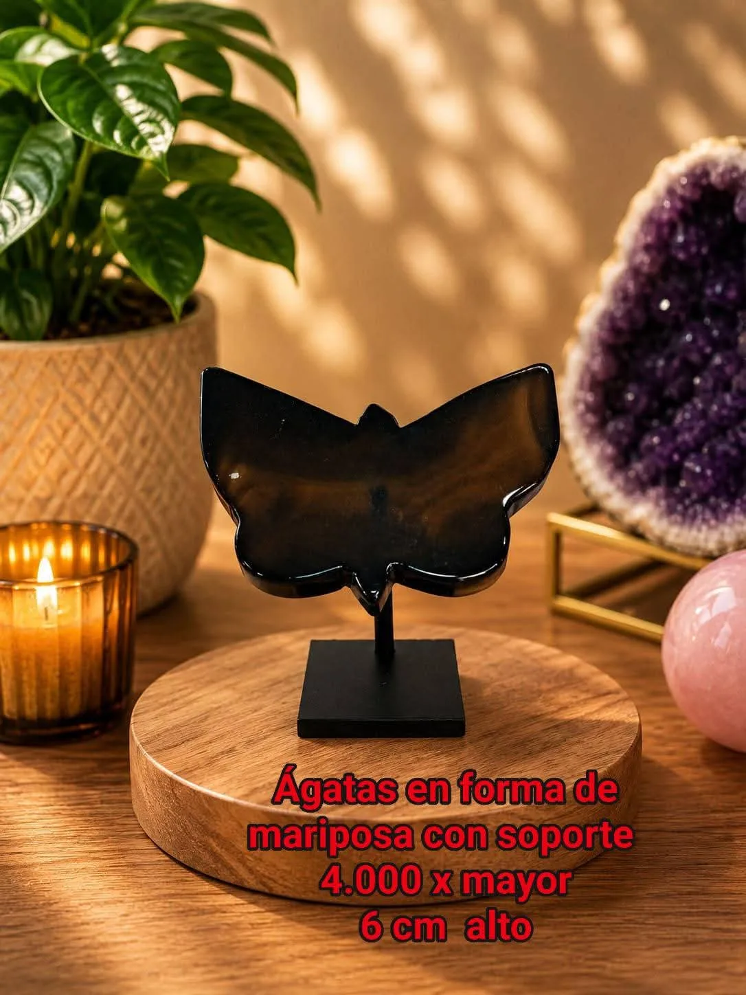 Ágatas en forma de mariposa con soporte