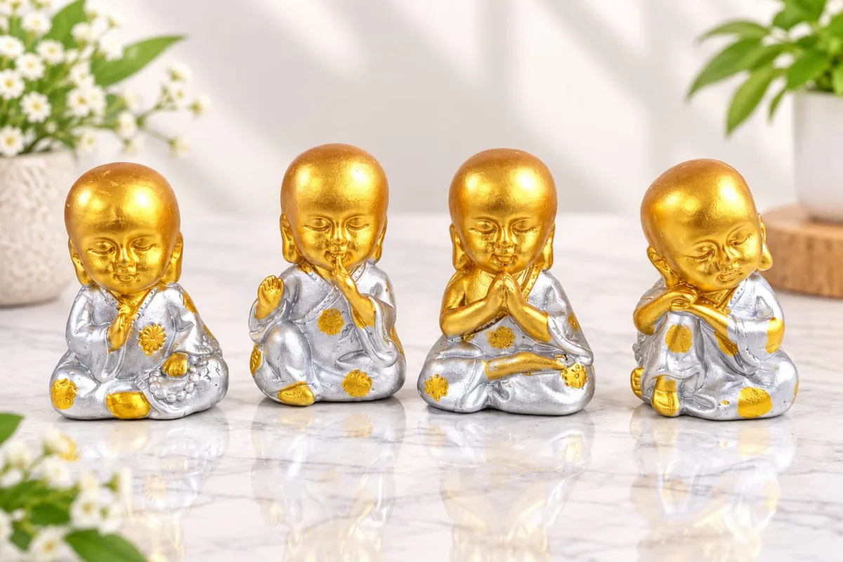 Figura de Monje Metálico (No Veo, No Oigo, No Hablo)